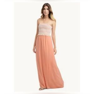 Ella Moss Lilita Raffia Strapless Maxi In Coral